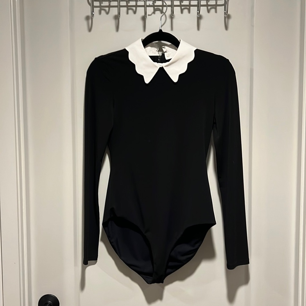 Alice + Olivia Becker Scallop Collar Bodysuit